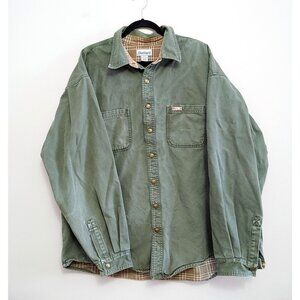 Carhartt Shirt Jacket Mens 2XL Tall Green Canvas Flannel Lined Shacket Workwear